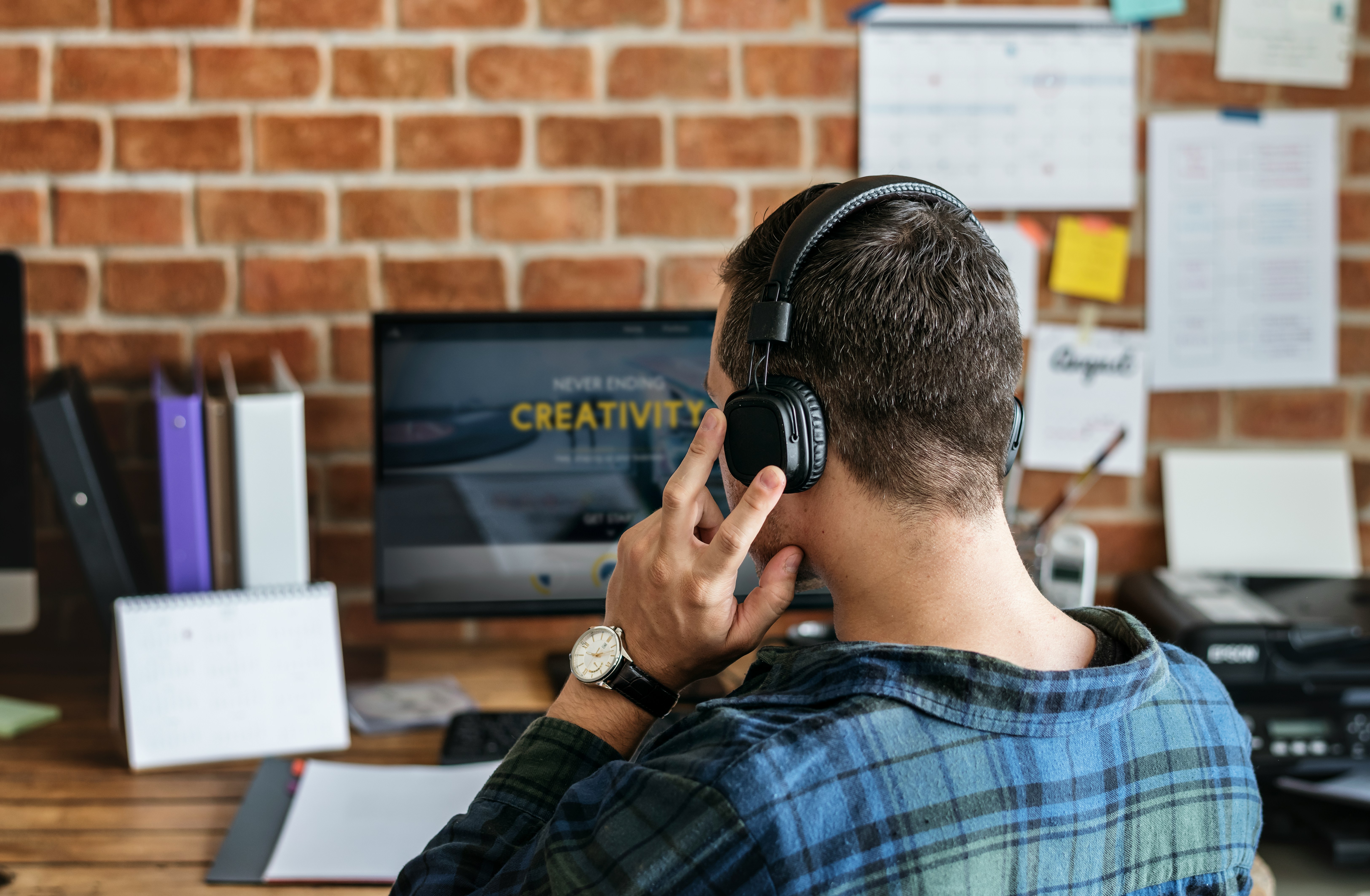 Man with heaadphones listening to music